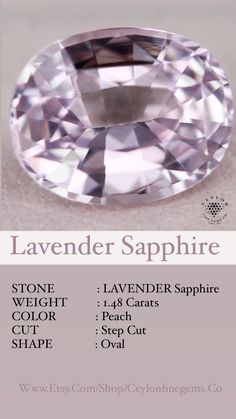 an advertisement for lavender sapphire stone