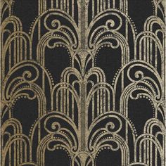 an art deco wallpaper design in black and gold