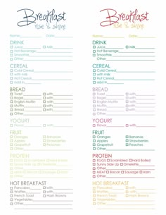 a printable breakfast to do list