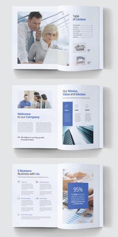 an open brochure with three different pages