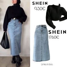 #hijabi #fashion #aesthetic #hijab #modest #belleza #islam #cute #outfits #cuteoutfit #modest Hijab Jeans Skirt, Shein Modest Outfits, Skirt Jeans Outfit, Denim Skirt Outfit Winter, Long Denim Skirt Outfit, Denim Skirt Outfit, Aesthetic Hijab, Elegant Fashion Outfits, Simple Winter Outfits