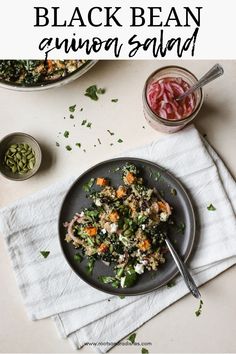 black bean and onion salad on a plate