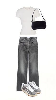 Grey Top Outfit, Grey Jeans Outfit, Clean Girl Outfit, Outfit Campus, Mood Clothes, Jeans Outfit Summer, Casual Chic Outfit