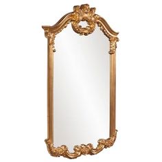 an ornate gold framed mirror against a white background