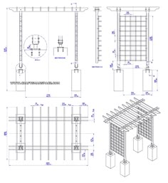 an architectural drawing shows the construction details for a building with multiple sections, including two columns and