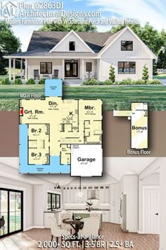 the floor plan for this house is very large and has three bathrooms, two living areas,