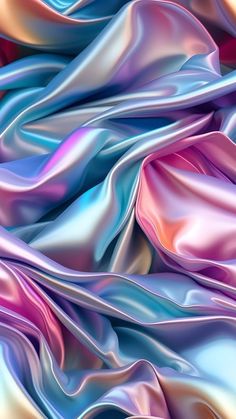 an abstract image of blue, pink and purple silk fabric with very long folds on it