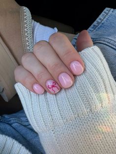 Bow nails trendy nails nail inspo pink nails simple nails natural nails Short Pink Nails, Bow Nail Designs, Bow Nails, Pink Gel Nails, Nagel Tips, Summery Nails