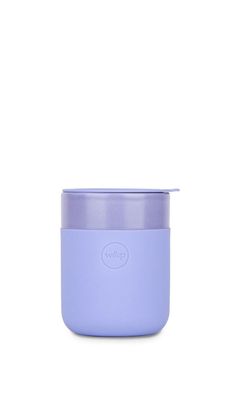 a purple cup with a lid on a white background