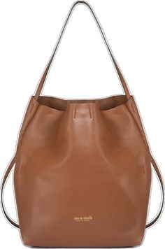 Casual Light Brown Shoulder Bag For On-the-go, Brown Hobo Bag With Top Carry Handle For On-the-go, Casual Brown Satchel For On-the-go, Brown Bucket Bag With Double Top Handle, Brown Double Handle Shoulder Bag For On-the-go, Chic Brown Bag With Leather Handles, Camel Shoulder Bag With Leather Handles, Caramel Shoulder Bag With Removable Pouch For Travel, Large Capacity Camel Shoulder Bag