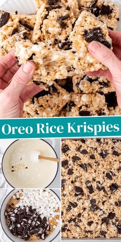 the process to make oreo rice krispies is shown