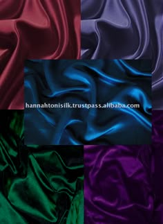 several different colors of satin fabric