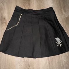 Skull Embroidered Chain Pleated Mini Skirt Never Worn Nwot Amazon Skirts, Scene Clothes, Girlfriend Clothes, Scene Outfits, Pleated Mini Skirt, Mini Skirt, Cool Outfits, Womens Skirt, Mini Skirts