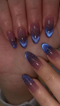 Unghie Sfumate, Pretty Gel Nails, Blue Nail, Cat Eye Nails, Funny Profile, Fancy Nails, Dope Nails