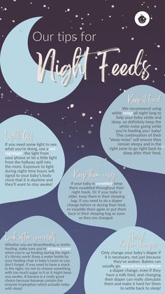 a poster with the words, our tips for night feeds and an image of a crescent