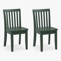 two green chairs sitting next to each other