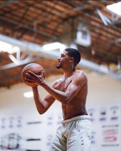 a man holding a basketball in his right hand