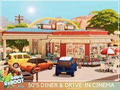 an animated image of a diner and drive - in cinema