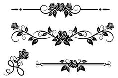 black and white floral design elements