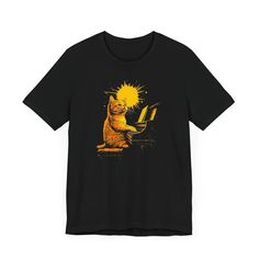 Piano Cat T-Shirt - Black / L Playing The Piano, Whimsical Cats, Cat T Shirt, Cat Shirt, Piano Sheet