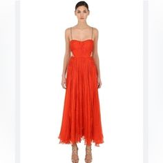 Fame And Partners- Nwt C5-3 Summer Red Maxi Dress For Dinner, Red Silk Midi Dress For Dinner, Red Midi Dress For Summer Dinner, Red Midi Dress For Spring Dinner, Red Silk Dinner Dress, Red Dinner Dress For Spring, Red Spring Dinner Dress, Drape Gown, Green Wrap Dress