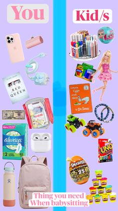 the back to school poster is filled with items