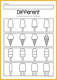 different ice creams worksheet for kids