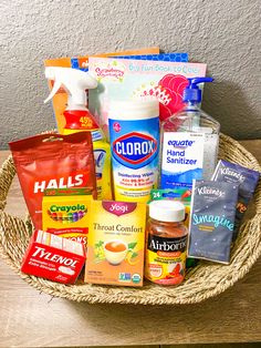 a basket filled with lots of different items