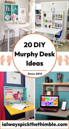 the top 20 diy murphy desk ideas for school and home work space, including an office