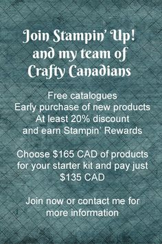 an advertisement for crafty canadians with the text join stampin'up and my team of crafty canadians