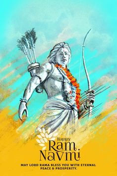 lord ram navini with arrows in his hand and the words happy ram navani on it