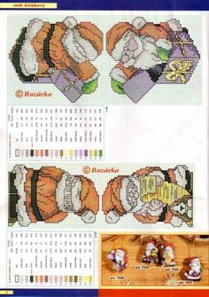 the cross stitch pattern is shown in three different stages