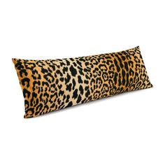 a leopard print pillow on a white background