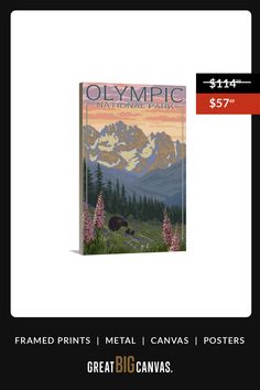 the olympic national park poster is on sale for $ 544 at great big canvass