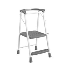 a white and gray step stool on a white background