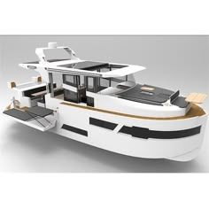 Luxury Pontoon Boats, Boat House Interior, Camper Boat, Small Yachts, Floating Boat