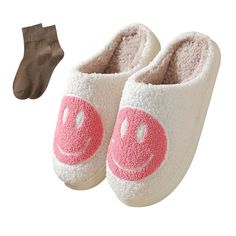 PRICES MAY VARY. Ultra Soft and Comfortable:Happy Face Slippers is convenient slip-on design slippers, along with comfort man-made fluffy plush fleece lining that encompasses your feet very well and offers soothing comfort. Anti-Skid Sole: The lightweight, durable and non-slip rubber sole can help you walk more smoothly. The sole not only provides good shock absorption, but also protects the floor from scratches. A good grip helps prevent slipping. Happy Face Design:The unique cartoon kawaii hap Cartoon Smiley Face, Assistant Teacher, Walk More, Bow Season, Cute Smiley Face, Indoor Outdoor Slippers, Cute Slippers, Outdoor Slippers, Slippers For Women