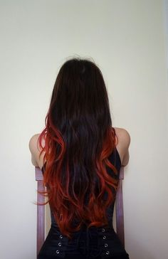 Red Tips On Black Hair, Red Hair Dye Ideas For Brunettes, Red Tips Hair, Black Hair Red Tips, Underdye Hair, Black Red Hair, Strawberry Blonde Hair Color, Hair Color Underneath, Red Hair Inspo