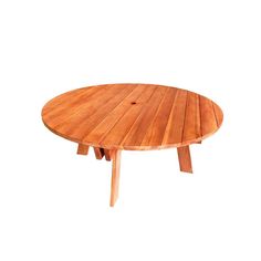 a wooden table with two legs and a circular top on an isolated white background,