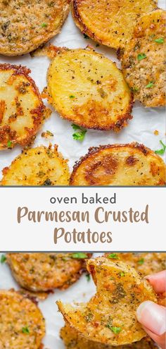 oven baked parmesan crusted potatoes are the perfect side dish for any meal