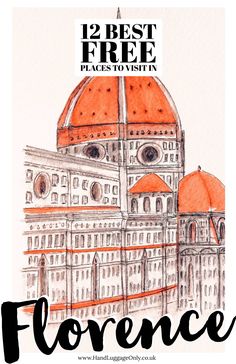 a drawing of a building with the words, best free places to visit in france