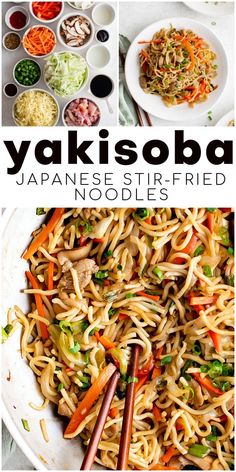 japanese stir fried noodles with vegetables and sauces