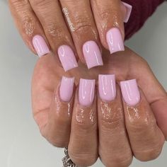 Pink Acrylic Short Square Nails, Shirt Acrylic Nails Square Pink, Short Set Acrylic Nails Pink, Acrylic Nails With Nail Polish, Plain Pink Acrylic Nails Short, Pink Short Set Nails, Pink Short Nails Black Women, Short Square Baby Pink Nails, Short Pink Set Nails