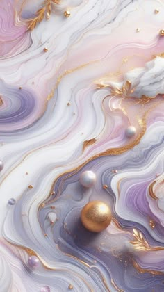 an abstract marble background with gold and purple colors, like liquid or paint on the surface