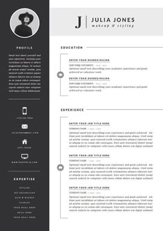 a professional resume template with black and white colors