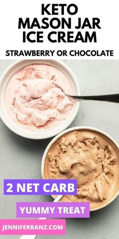 two bowls filled with ice cream next to each other