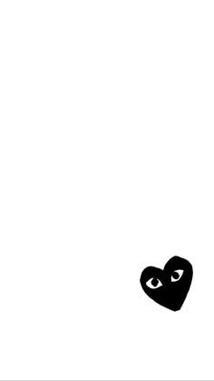 a black and white drawing of a heart with eyes on it's side, against a plain background