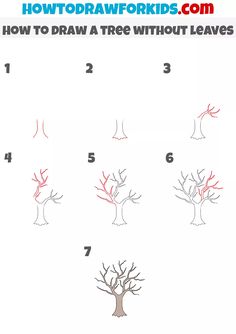 how to draw a tree without leaves for kids - step by step instructions on how to draw a tree without leaves