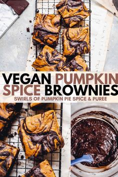 vegan pumpkin spice brownies on a cooling rack