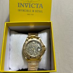 Sold Out! Authentic Invicta Angel Swiss Watch In Gold And Stainless Steel. The Watch Is Brand New Still In Its Original Packaging, Never Worn. Not Sure Of The Measurements But Added The Invicta Website Description Of The Watch. Will Accept Reasonable Offers. Invicta Mens Watch, Invicta Watches Women Gold, Invicta Watches Women Angels, Invicta Watches Women, Luxury Self-winding Yellow Gold Pocket Watch, Swiss Watch, Accessories Gold, Invicta Watches, Rose Gold Watches